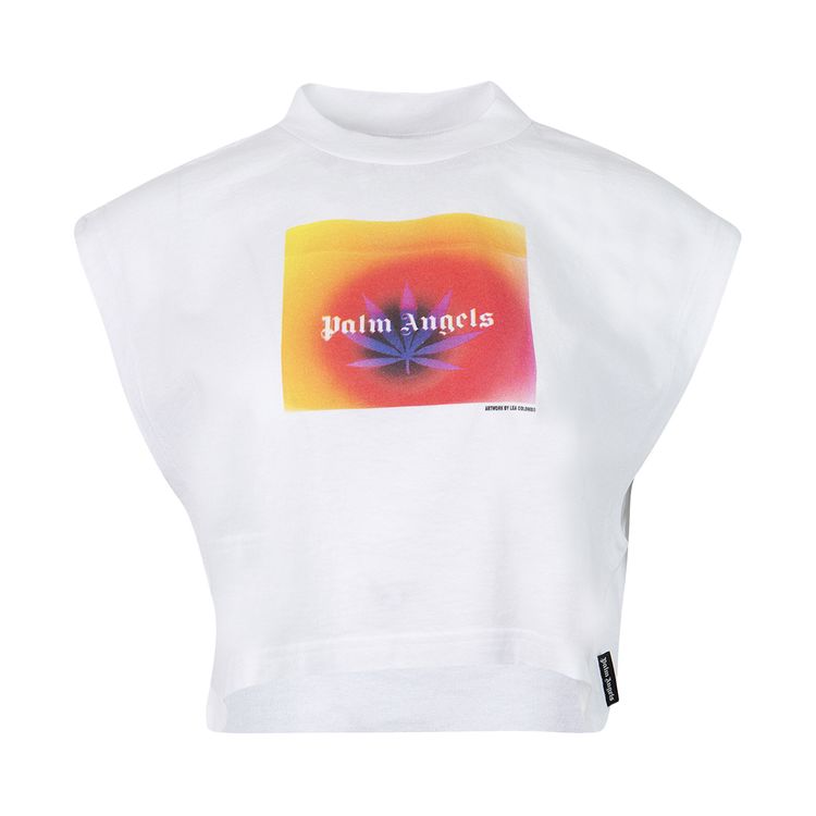 Palm Angels x The Webster Square Leaf Muscle Tee WhiteOrange