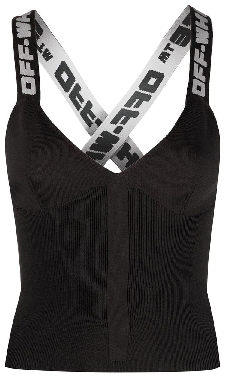 Off White Logo Band Tank Top BlackGrey
