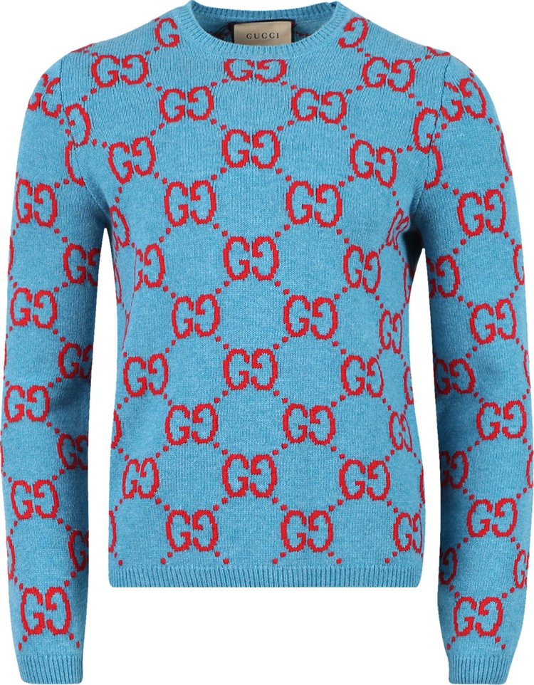 Buy Gucci Soft Wool Monogram Sweater 'Azure/Multicolor' - 674042 XKB3V 4318