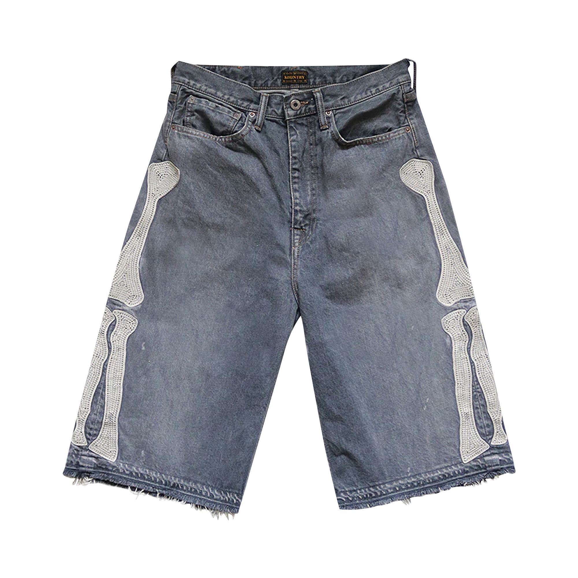 Buy Kapital Bone 5 Pocket Denim Shorts 'Black' - EK 1052 BLAC | GOAT