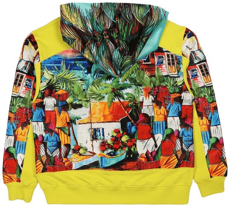 Just Don Island Market Zip Up Hoodie YellowMulticolor