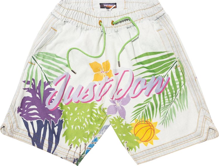 Just Don Denim Tropic Shorts 'Blue/Multicolor'