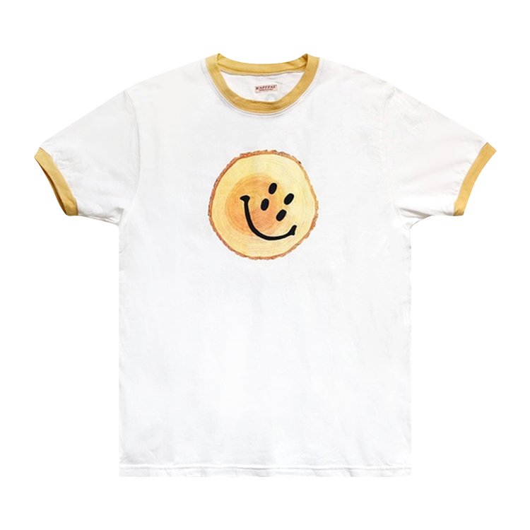 Kapital Trunk Rain Smile Jersey Ringer Tee White