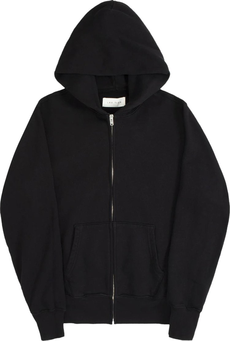 Buy Les Tien Cropped Zip Hoodie 'Black' - CF 1011 BLAC | GOAT