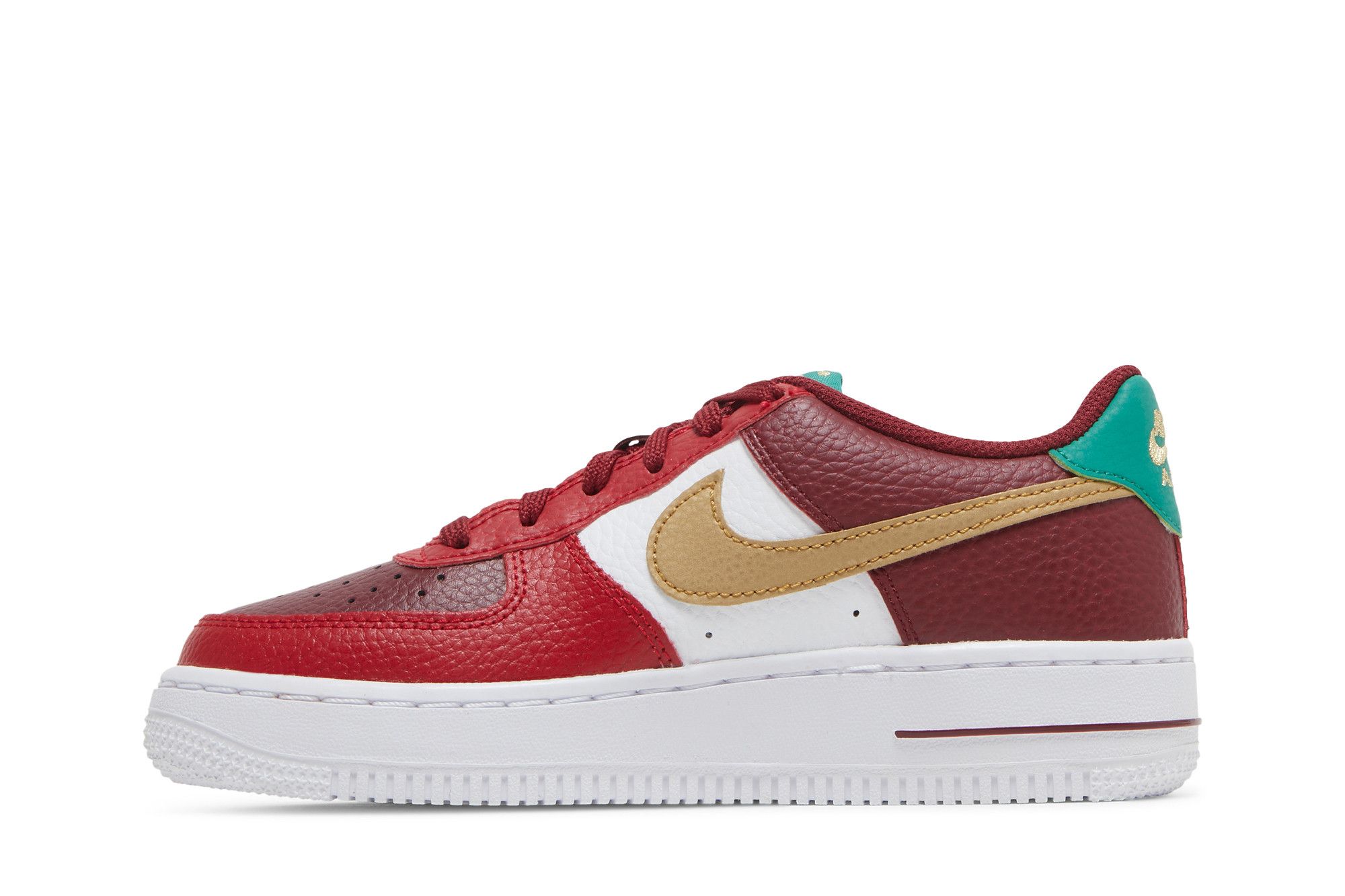 red and gold nike trainers