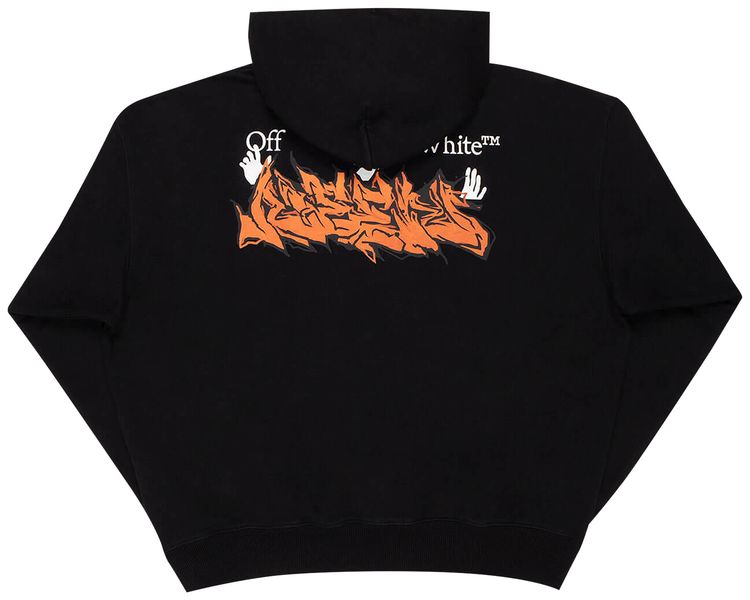 Off White Neen OW Logo Skate Hoodie BlackOrange