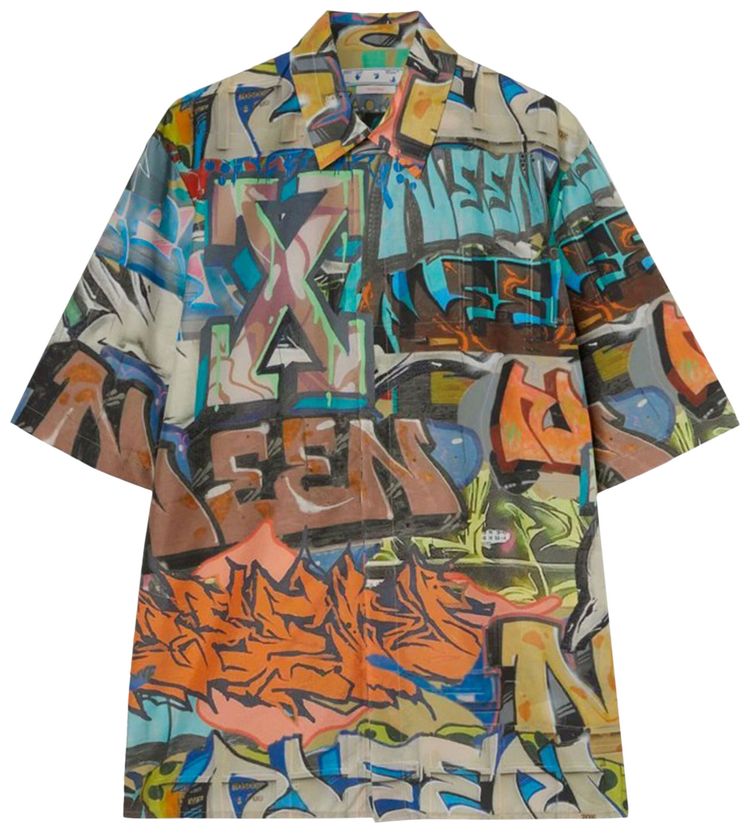Off White Neen Allover Over Short Sleeve Shirt Multicolor