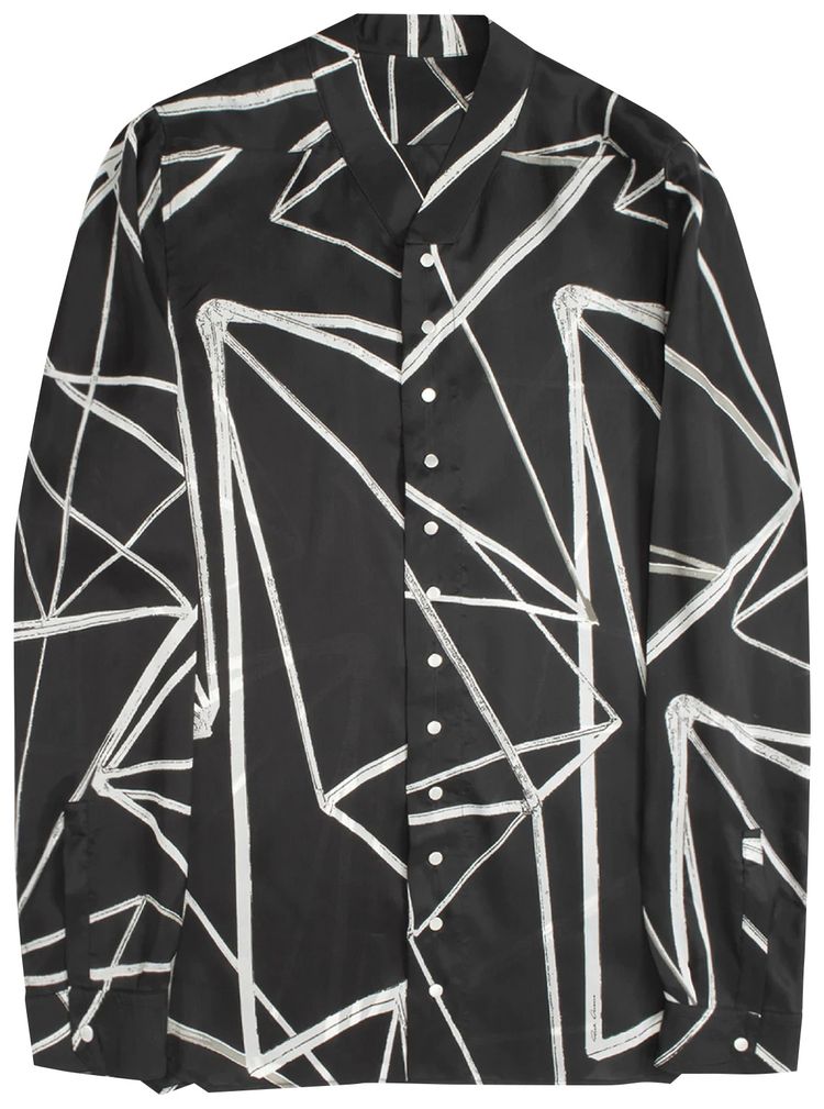 Rick Owens Snap Collar Faun Shirt BlackNatural