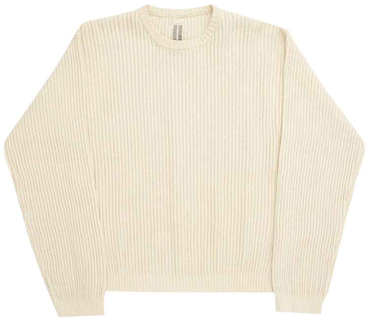 Rick Owens Biker Round Neck Sweater Natural