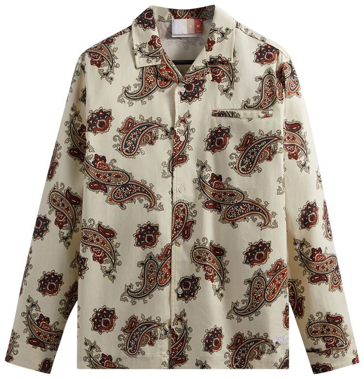 Kith Printed Long Sleeve Thompson Camp Collar Shirt Silk Paisley