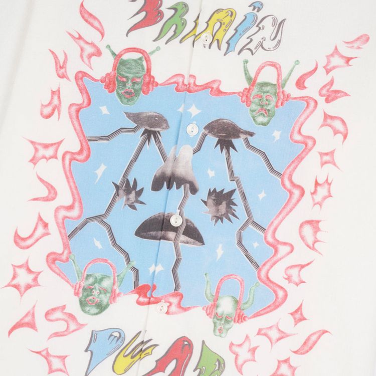 Brain Dead Devil Ears Short Sleeve Button Up Shirt White