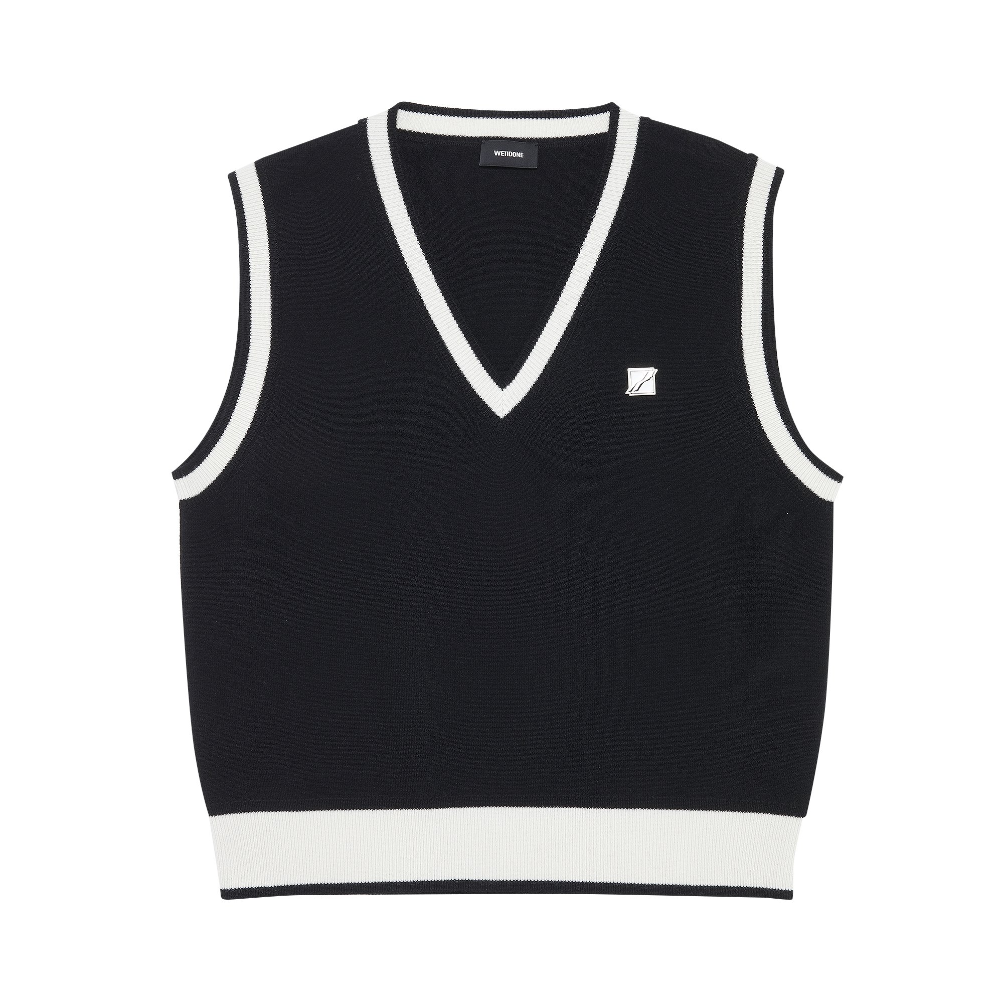 Buy We11done Logo Metal Detail Knit Vest 'Black' - WD KV1 21 612 U