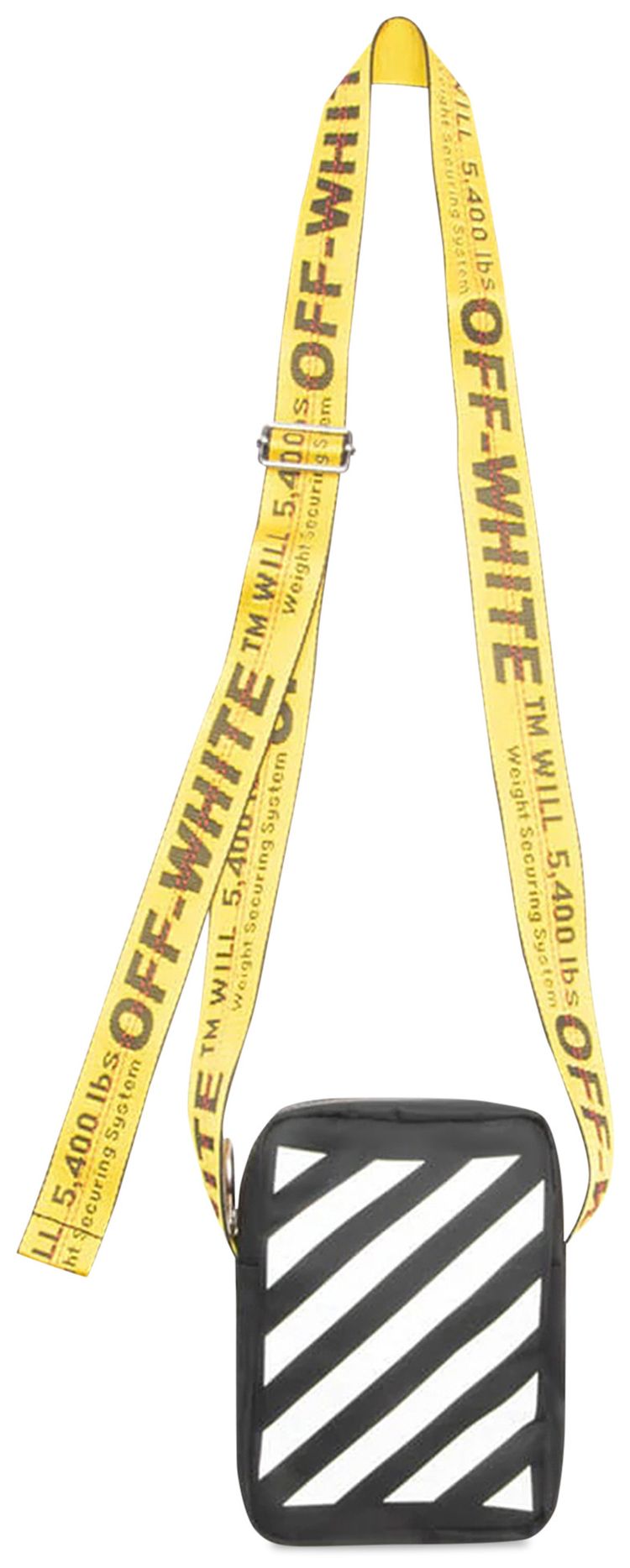 Off White Binder Nylon Crossbody BlackWhite