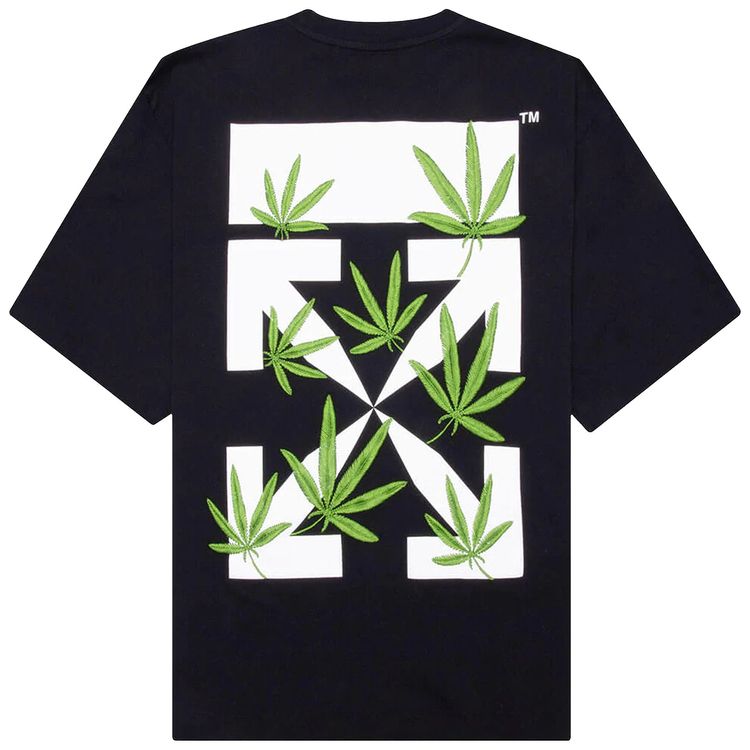 Off White Weed Arrows Over Skate Short Sleeve Tee BlackGreen