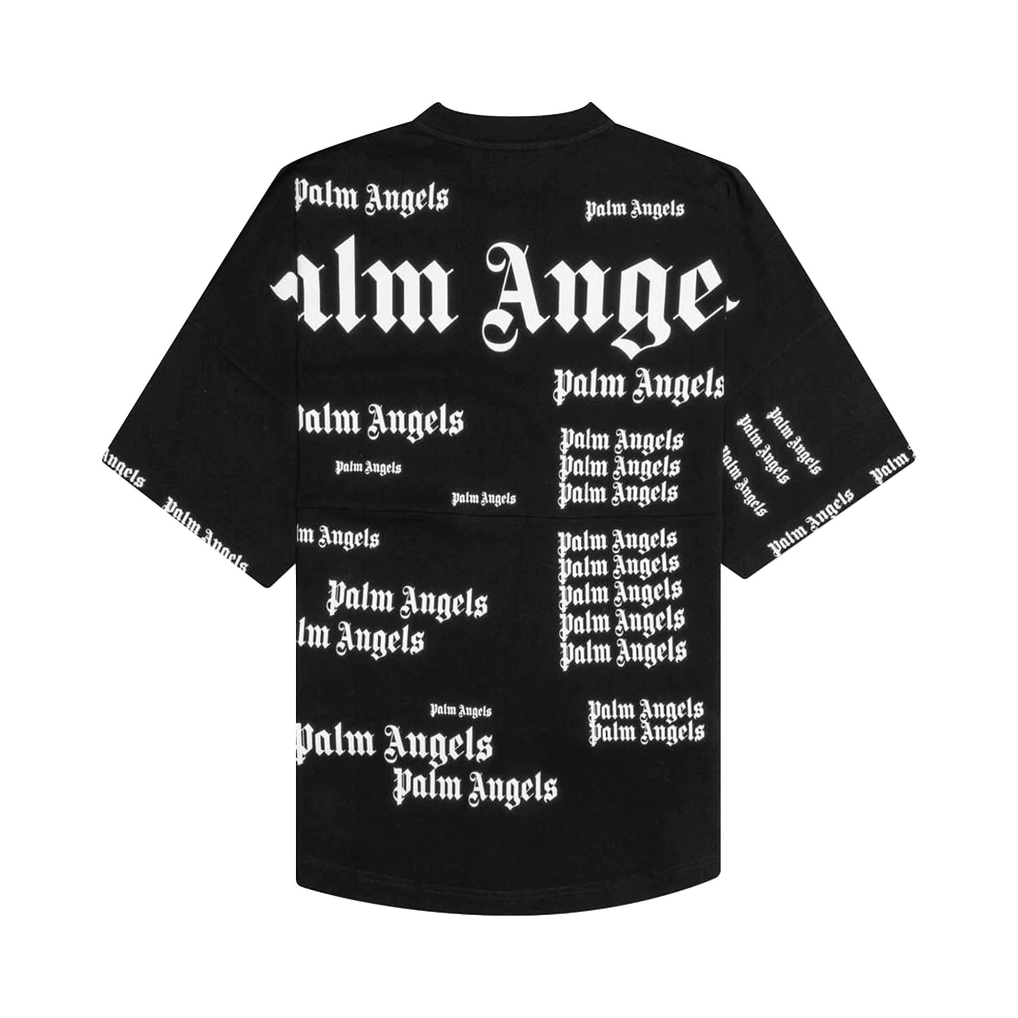 トップス Palm Angels NS LOGO OVER T-shirt PALM ANGELS NS Logo Over T-Shirt in Navy Blue/Yellow – MARAIS