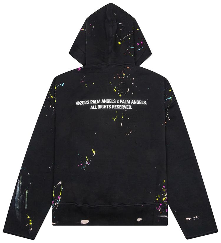 Palm Angels PxP Painted Raw Cut Hoodie BlackWhite