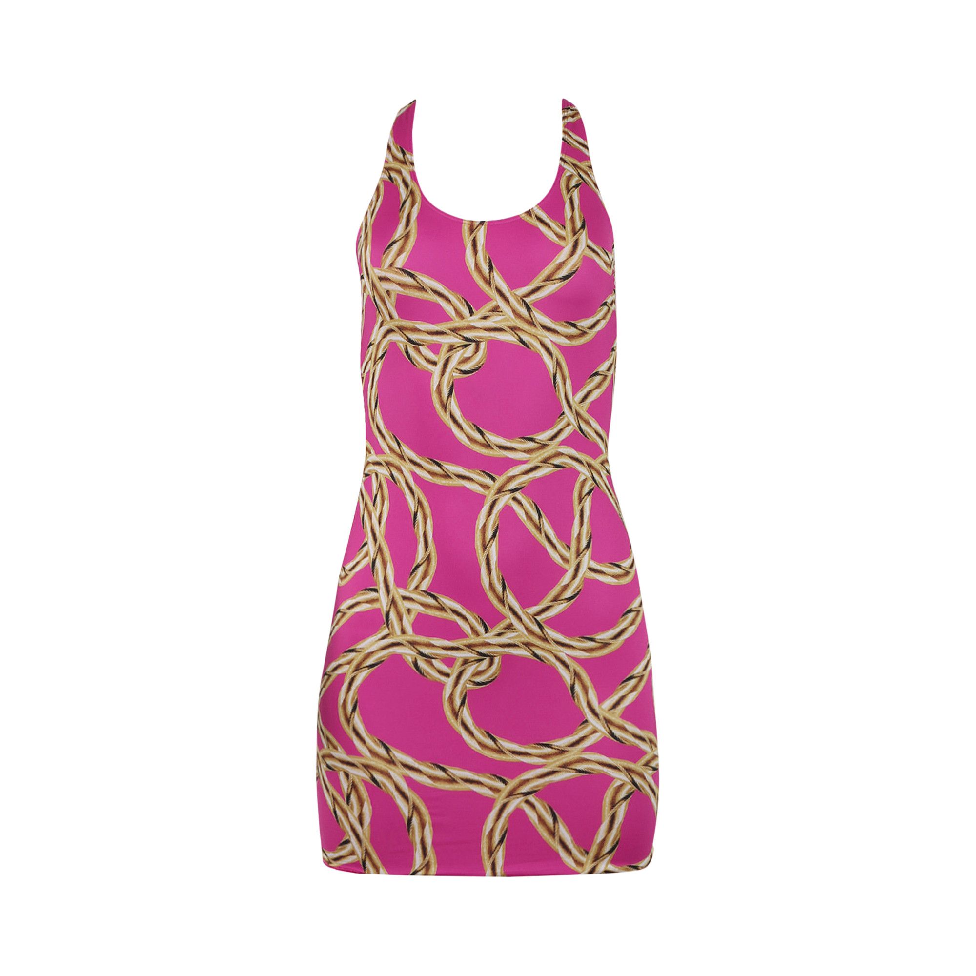 Size l Vetements Gold Chain Open Back Mini Dress Hot Pink