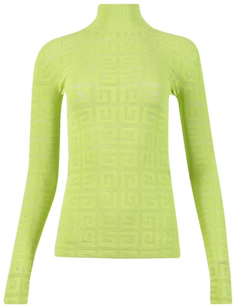Givenchy Slim Fit Sweater In 4G Jacquard Fluo Yellow