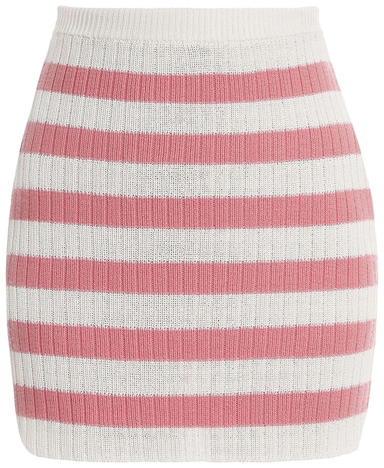 Balmain Short Striped Knitted Skirt Pink