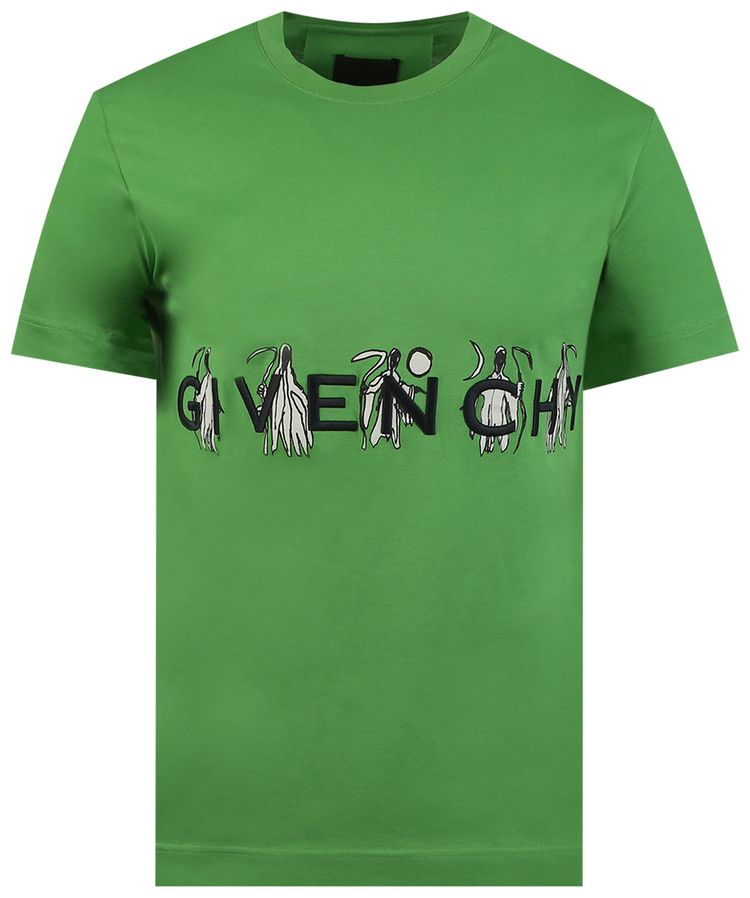 Givenchy Branding Embroidery Slim Fit T Shirt Apple Green