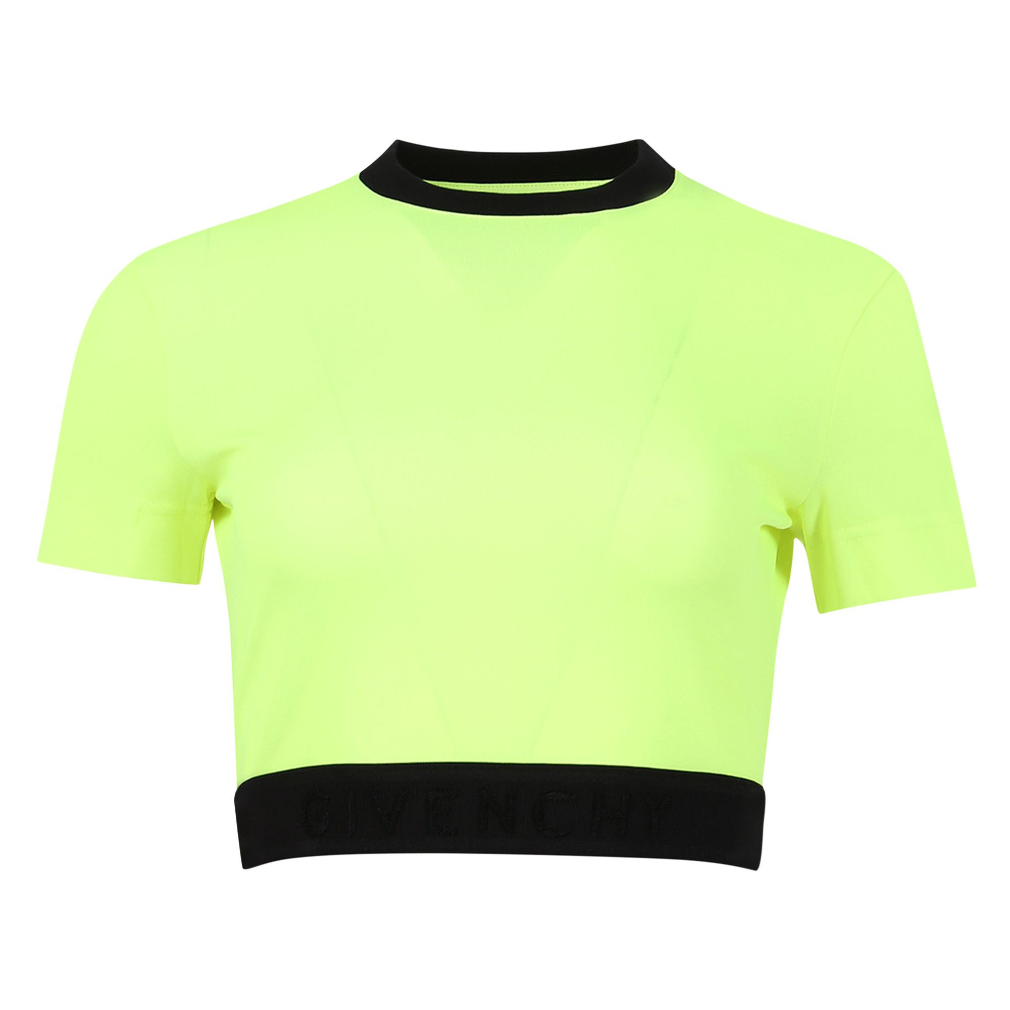 Tシャツ・カットソー GIVENCHY Women Tunic Tops BW70F530ZP 740 Yellow Buy Givenchy Crop Top With Elastic Jacquard 'Fluo Yellow