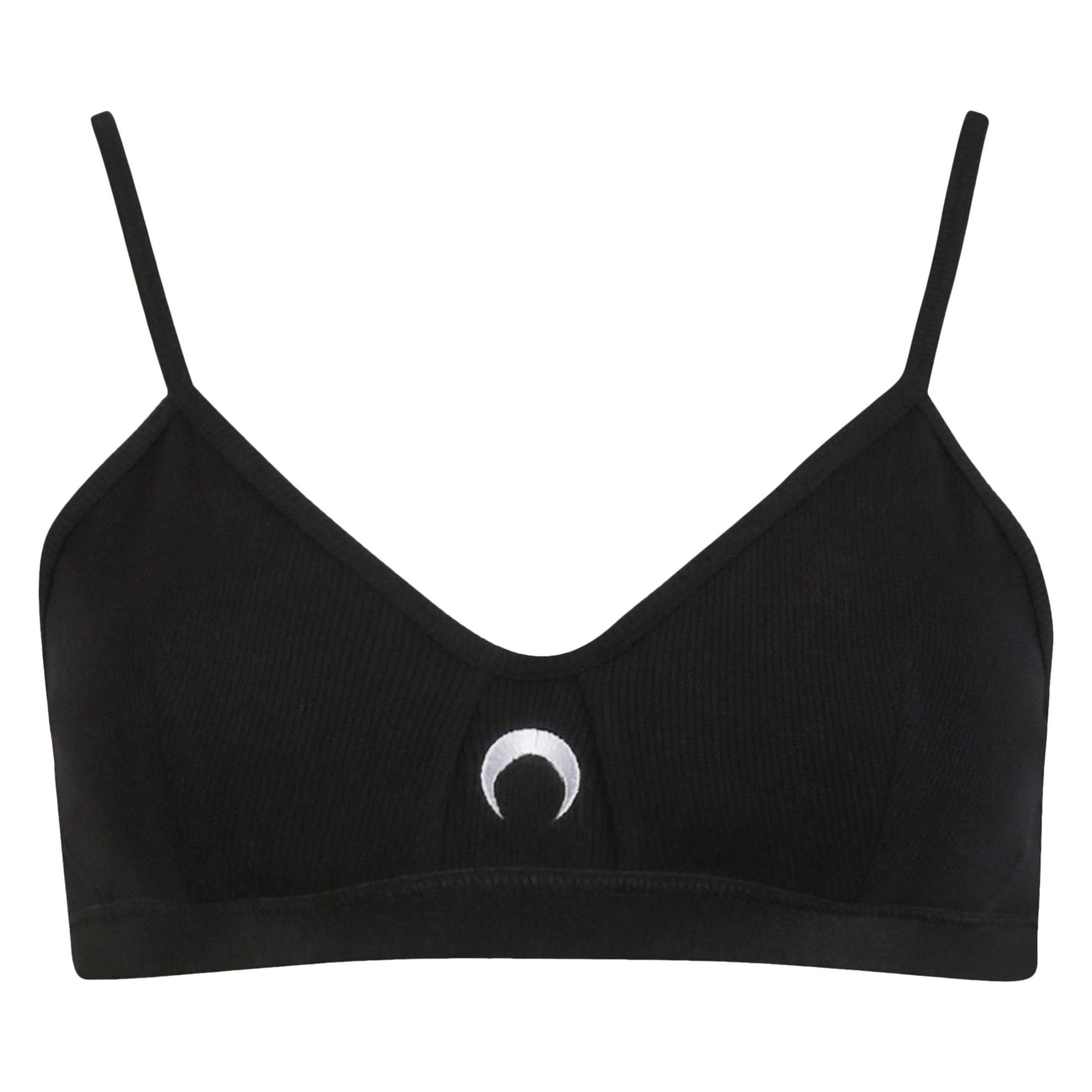 Buy Marine Serre Ribbed Cotton Branded Bra 'Black