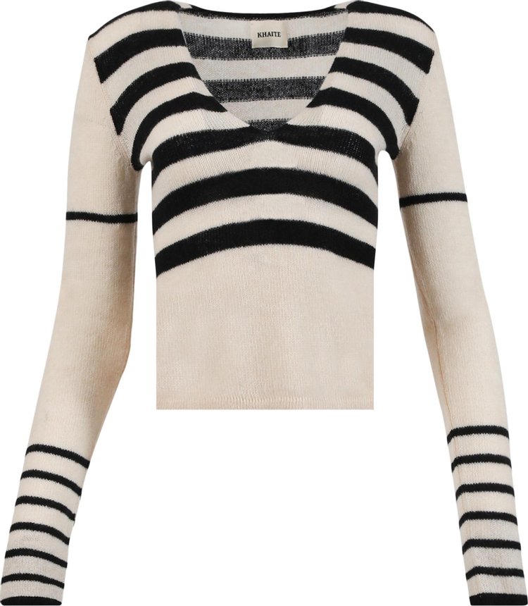 Khaite Ivy Sweater 'Custard/Black Stripe'