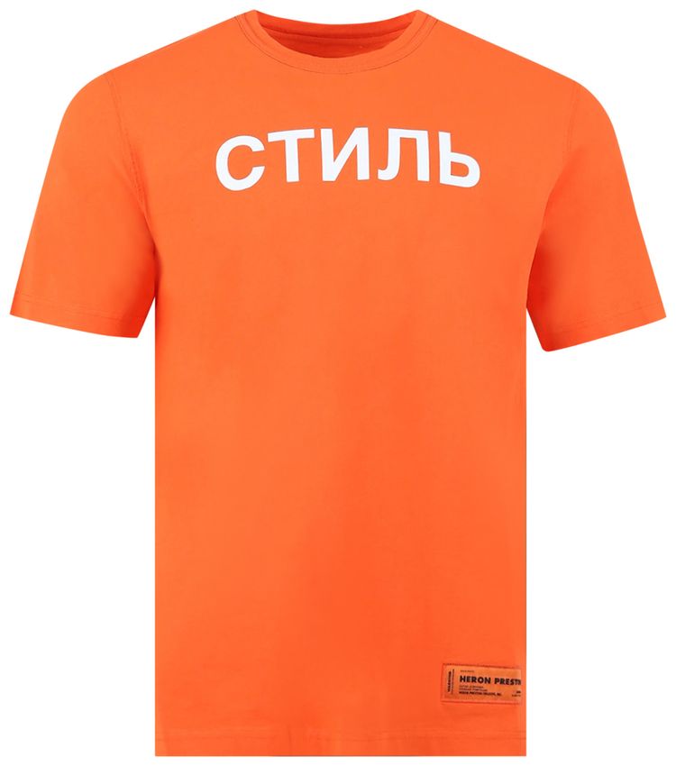 Heron Preston Reg CTNMB Short Sleeve Tee Orange White