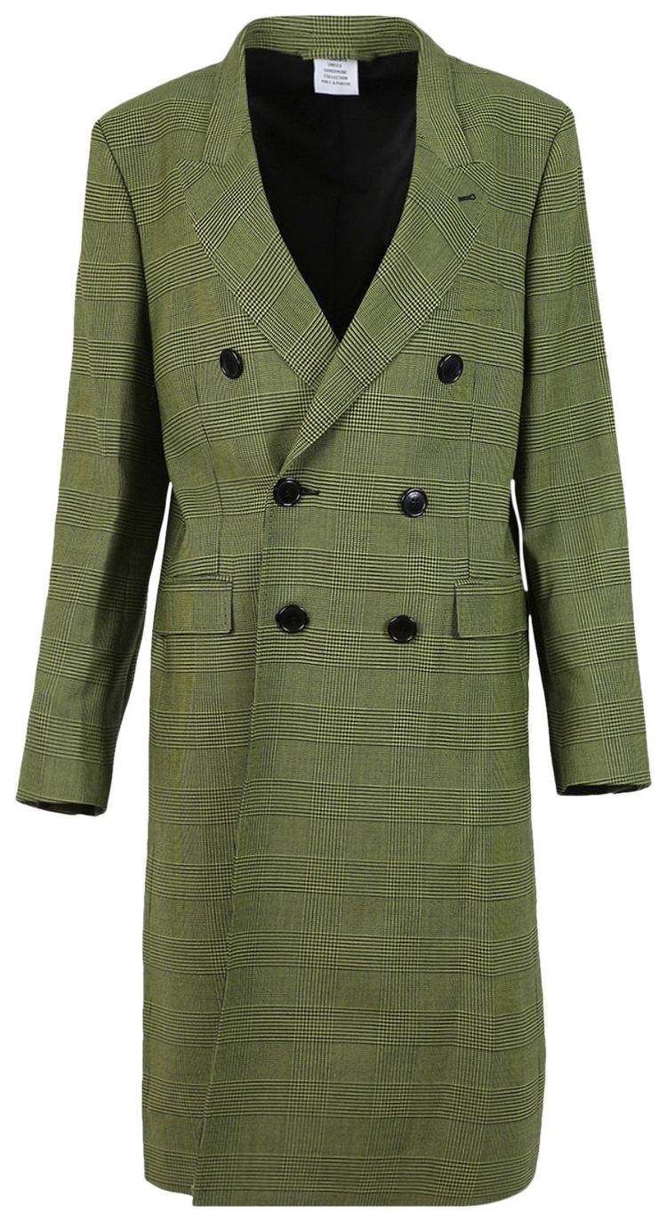Vetements Double Breasted Coat Neon Yellow Check