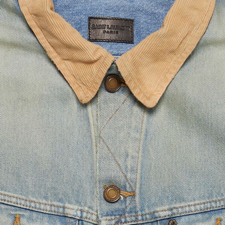 Saint Laurent Sleeveless Denim Jacket Light SandBlue