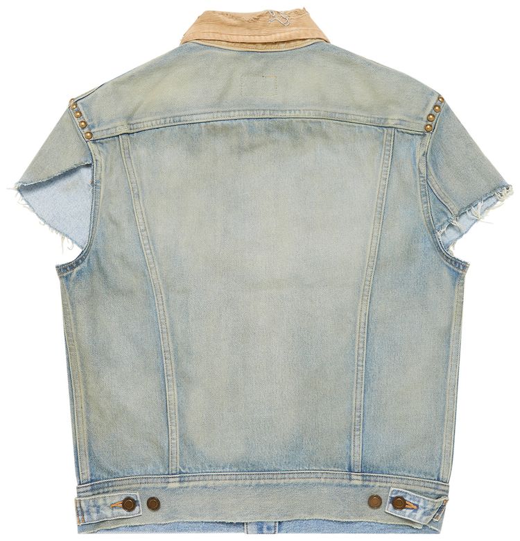 Saint Laurent Sleeveless Denim Jacket Light SandBlue
