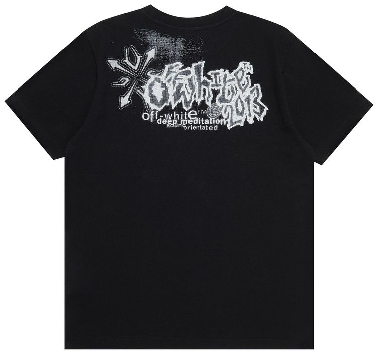 Off White Tribal Type Slim Tee BlackWhite