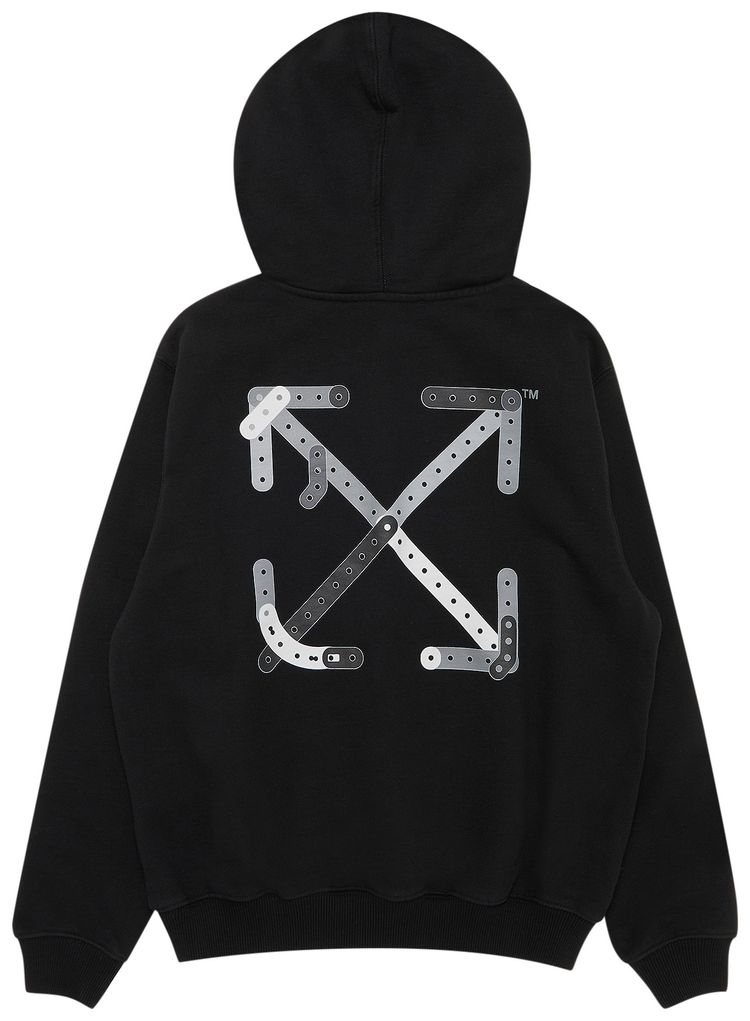 Off White Construction Arrow Reg Hoodie BlackGrey