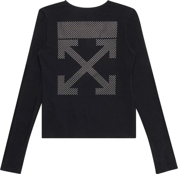 Off White Athl Reflect Arrow Long Sleeve T Shirt BlackSilver