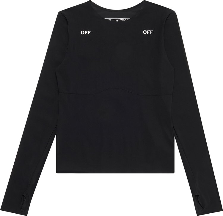 Off White Athl Reflect Arrow Long Sleeve T Shirt BlackSilver