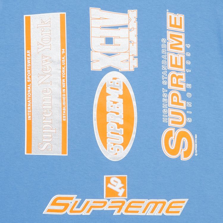 Supreme Multi Logos Tee Dusty Light Royal