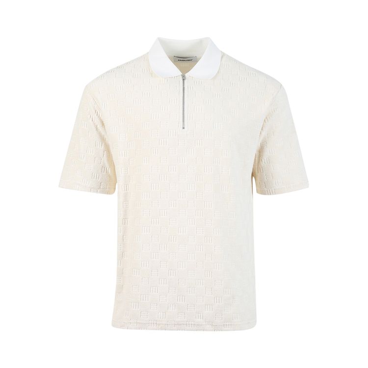 Ambush Monogram Half Zip Polo WhiteAsparagus