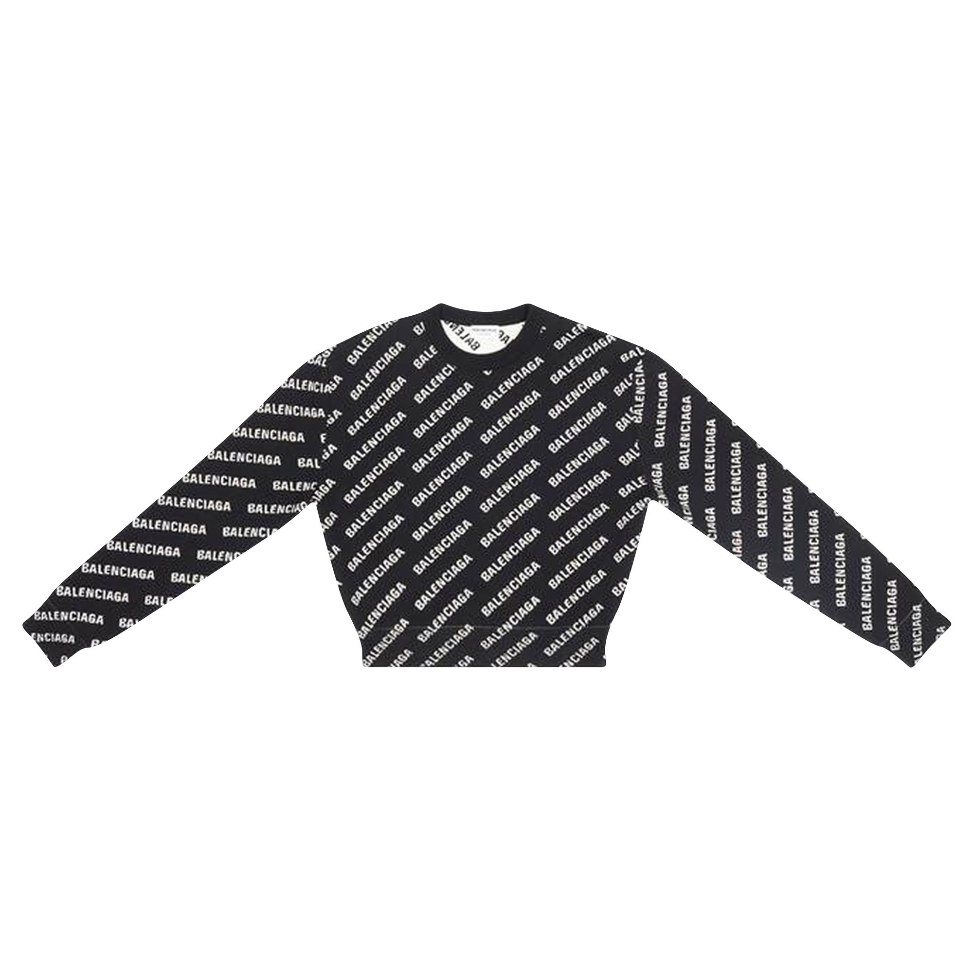 Buy Balenciaga All Over Logo Crewneck 'Black/White' - 694255 T3233