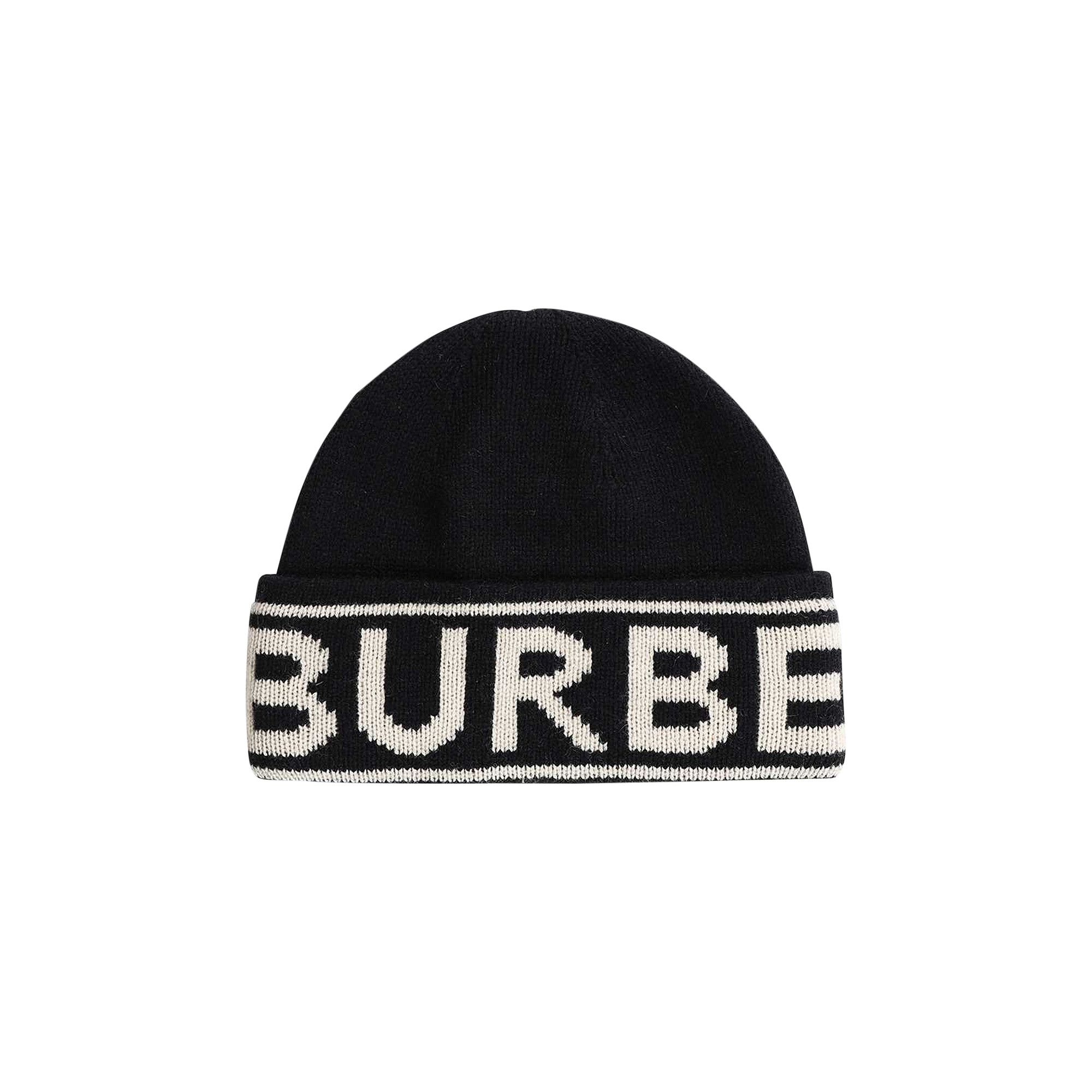 Buy Burberry Cashmere Logo Intarsia Beanie 'Black' - 8023982 | GOAT