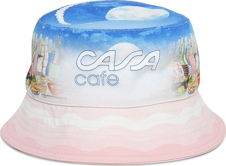 Casablanca Printed Denim Bucket Hat 'Casa Café'