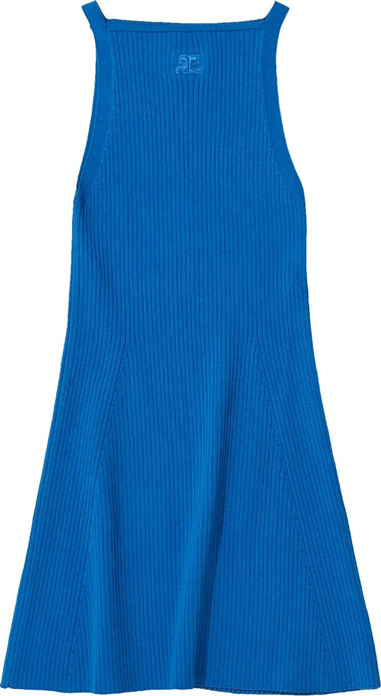 Courrèges Rib Knit Mini Dress 'Bleu'