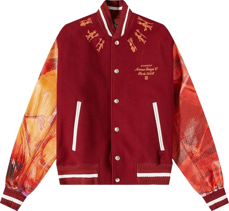 Givenchy Embroidered Mix Material Leather Bomber 'Red/Burgundy'