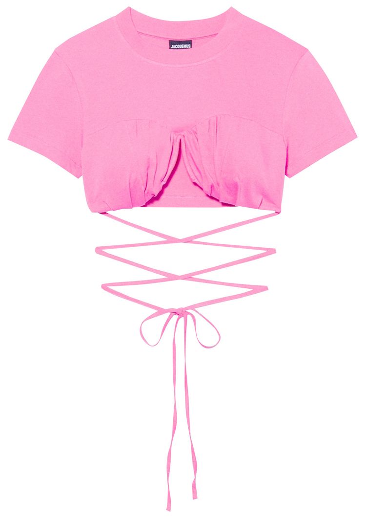 Jacquemus Le T Shirt Baci Crop Top Dark Pink