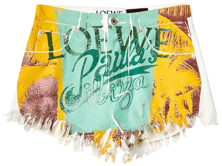 Loewe Palm Denim Shorts WhiteMulticolor