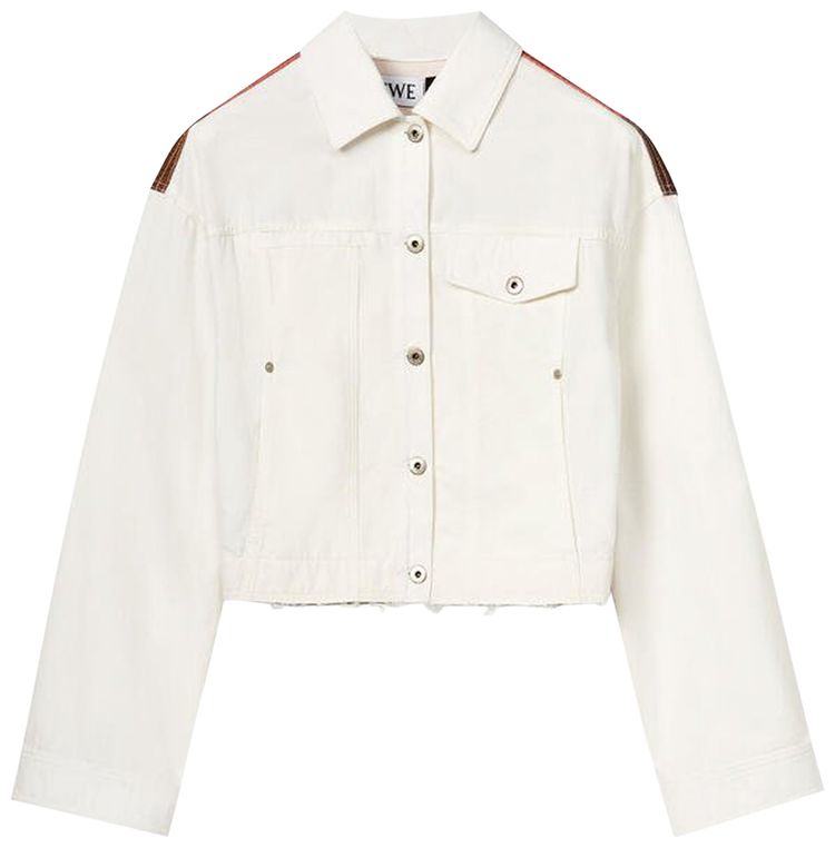 Loewe Palm Cropped Denim Jacket White