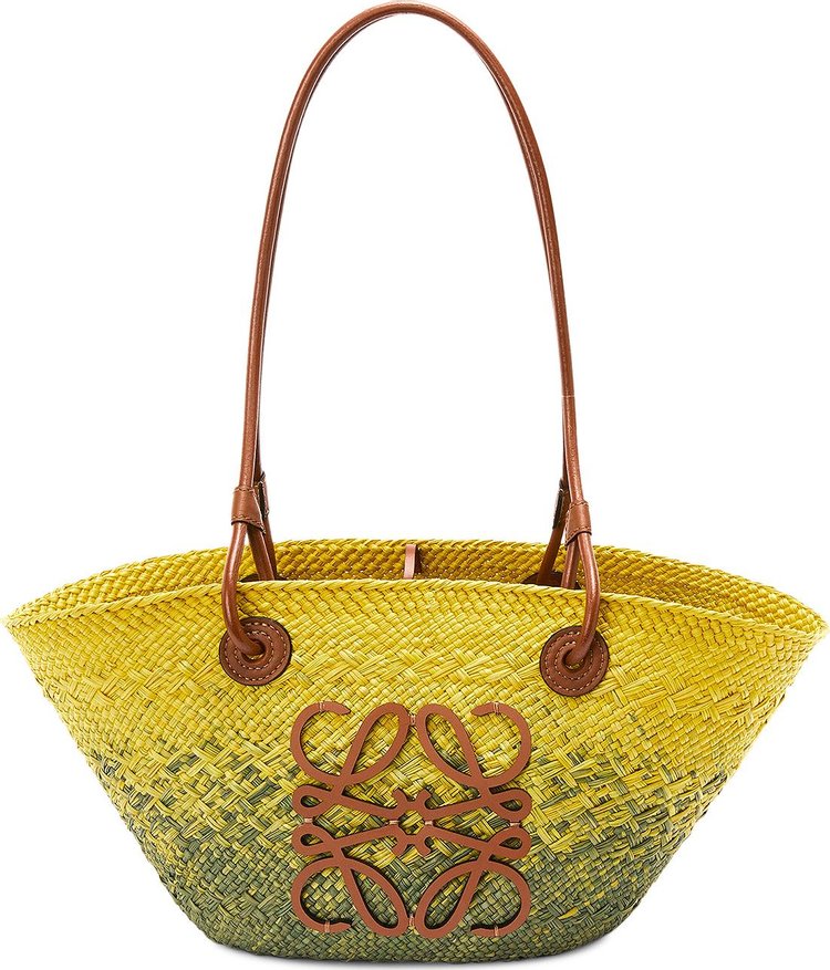 Loewe Anagram Basket Small Bag 'Khaki Green/Yellow'