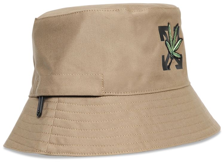 Off White Weed Bucket Hat  SandGreen