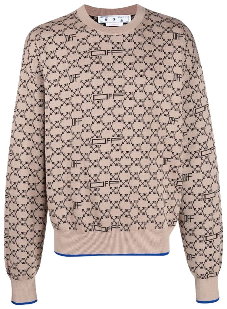 Off White Monogram Allover Knit Crewneck CamelBlack