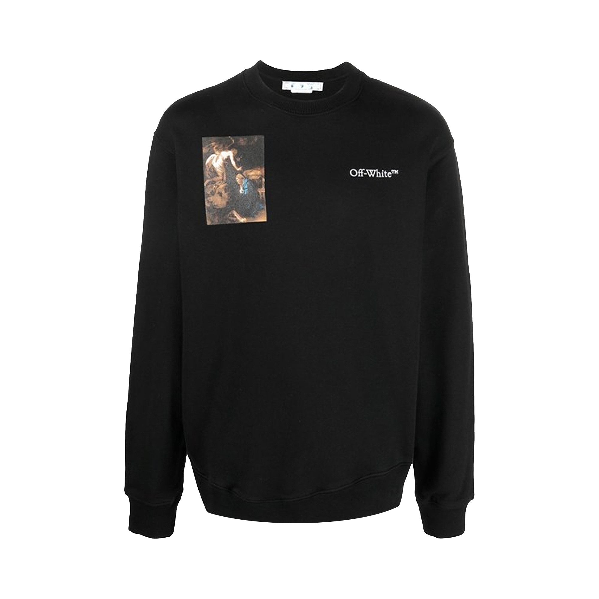 Buy Off White Caravaggio Lute Slim Crewneck Black White OMBA057S22FLE0011001 GOAT UK