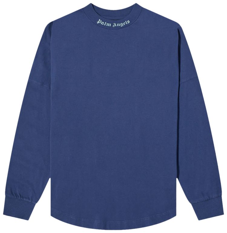 Palm Angels Classic Logo Over Long Sleeve Tee Blue Iridescent